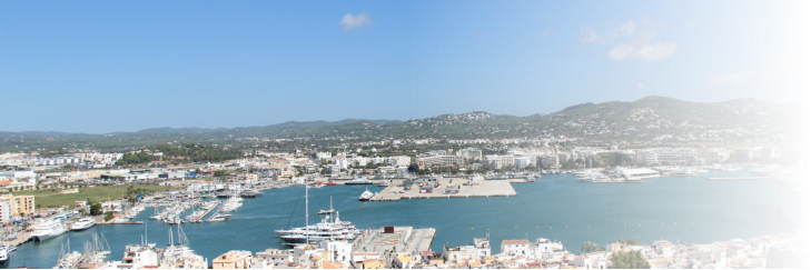 View from Dalt Vila to Marina Botafoch Ibiza Oldtown